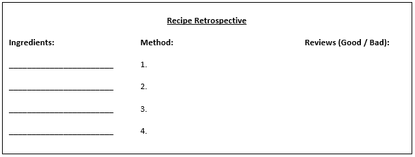 Agile Scrum retrospectives - recipe retro example